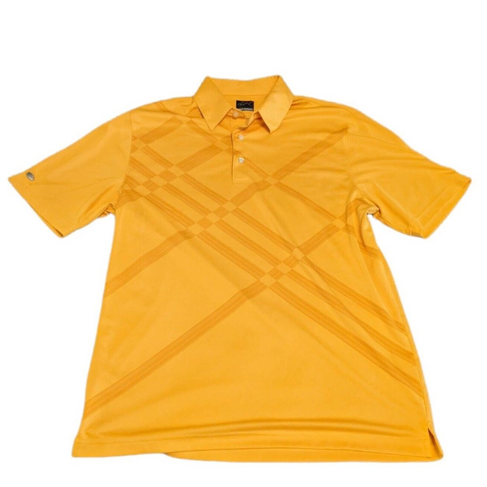 Greg Norman Polo Shirt Men Adult Large Yellow Short Sleeve